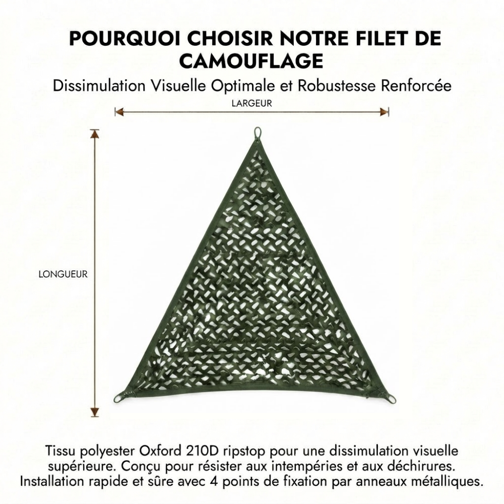 Filet de camouflage triangulaire kaki