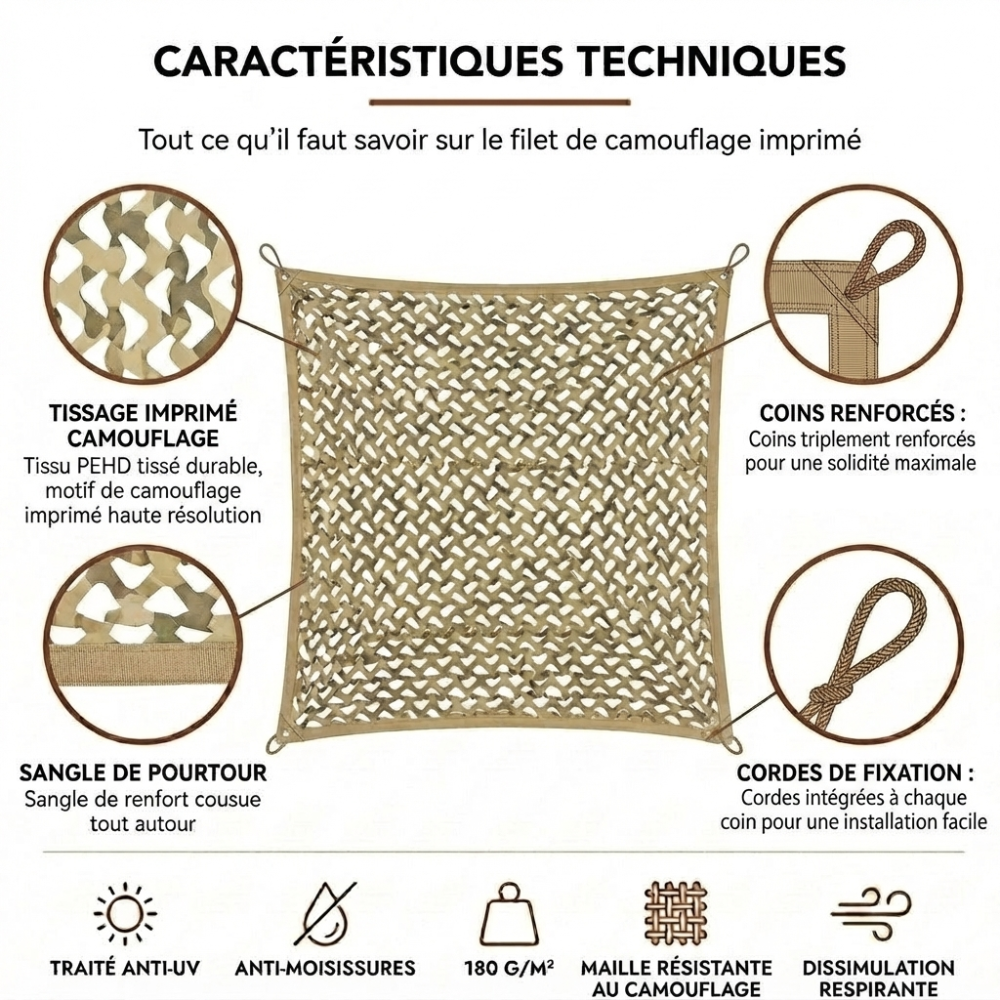 Filet de camouflage sable