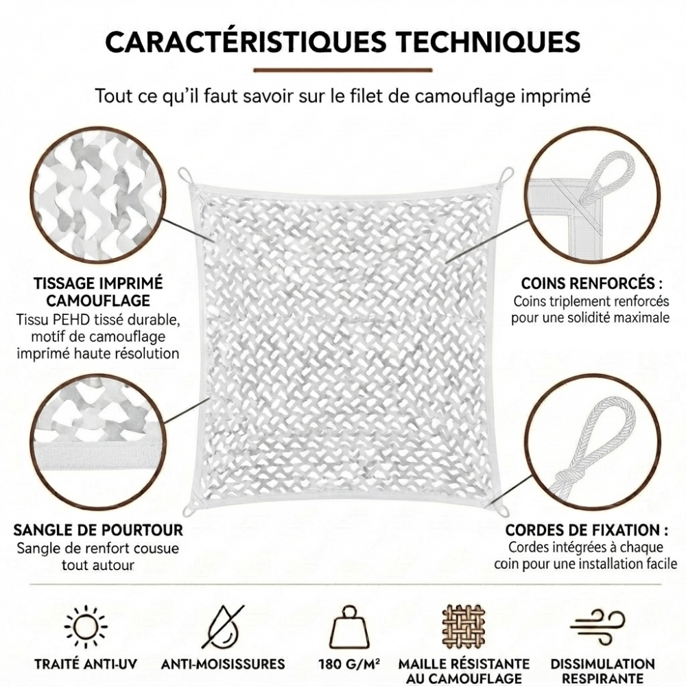 Filet de camouflage blanc