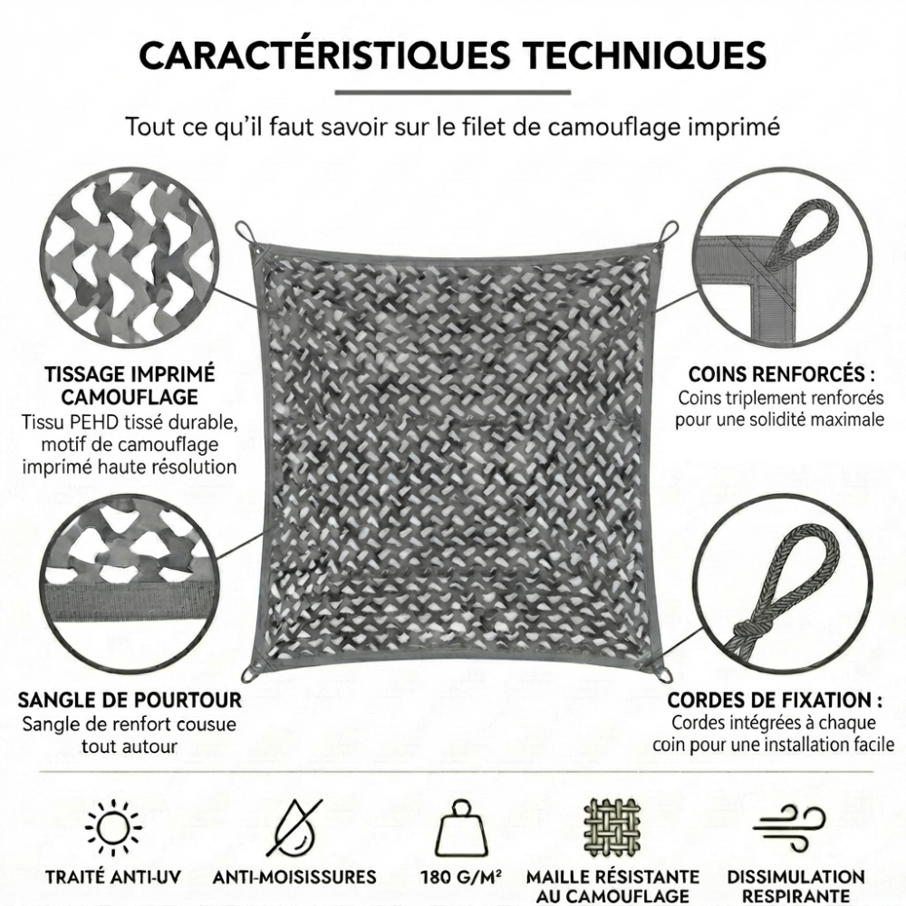 Filet de camouflage gris