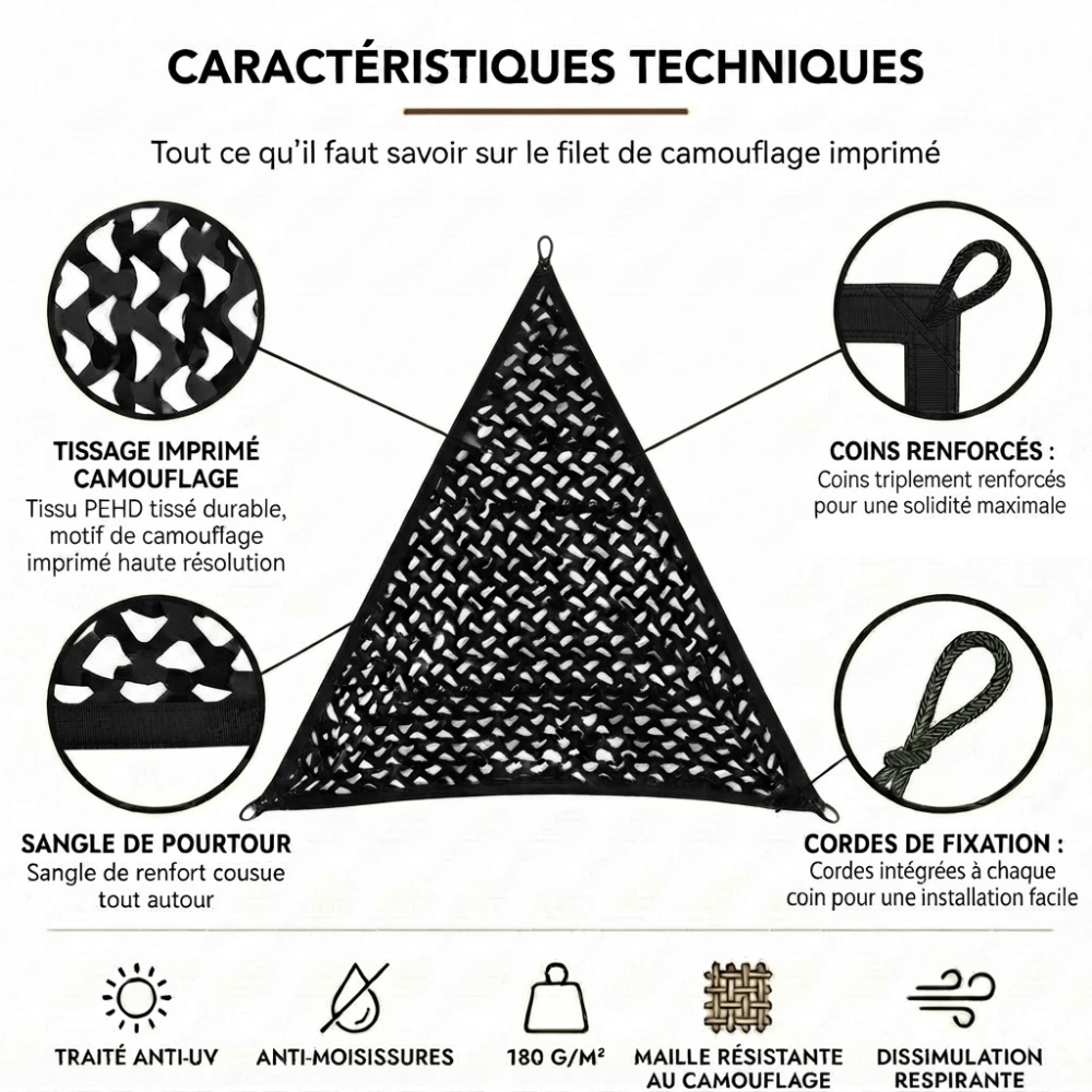 Filet de camouflage triangulaire noir