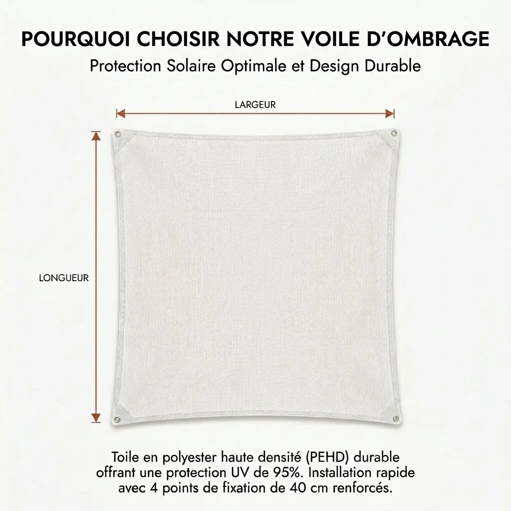 Voile d’ombrage rectangulaire blanche