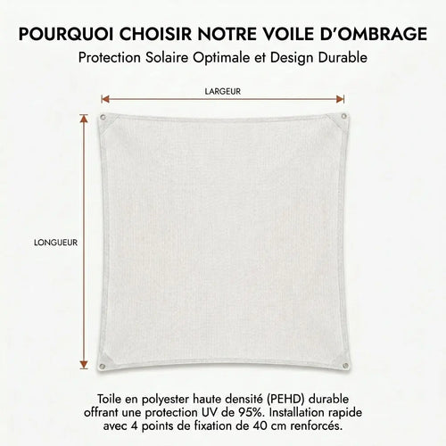 Voile d’ombrage rectangulaire blanche