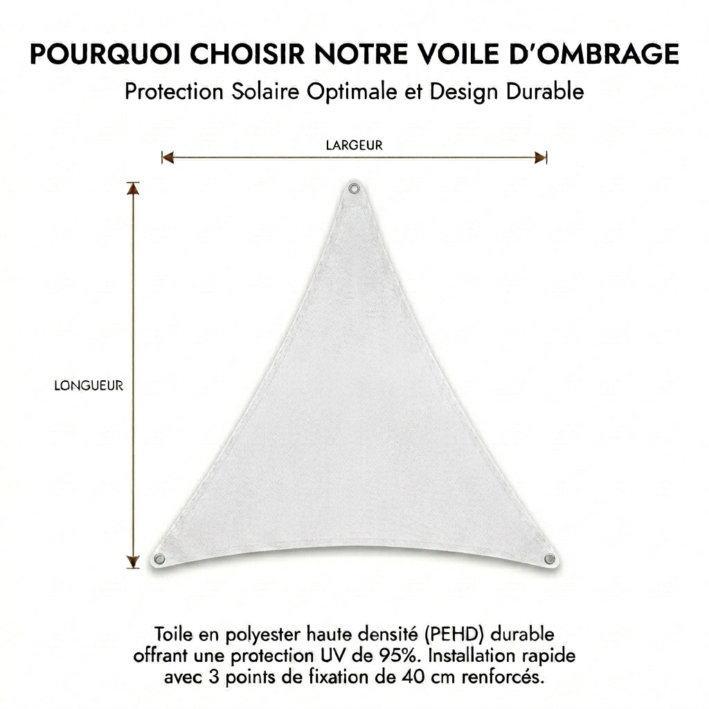 Voile d'ombrage triangulaire blanc