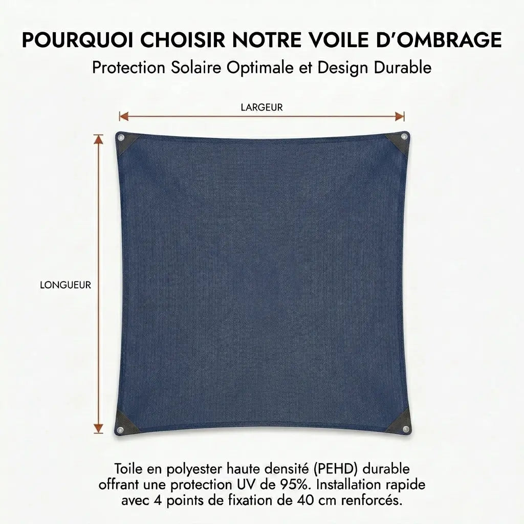 Voile d'ombrage rectangulaire bleu