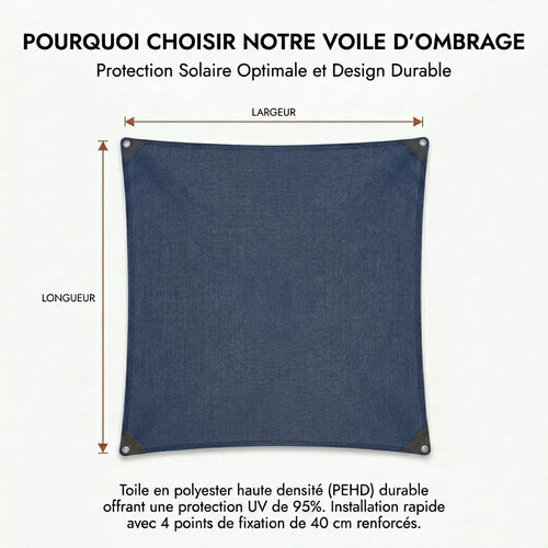 Voile d'ombrage rectangulaire bleu