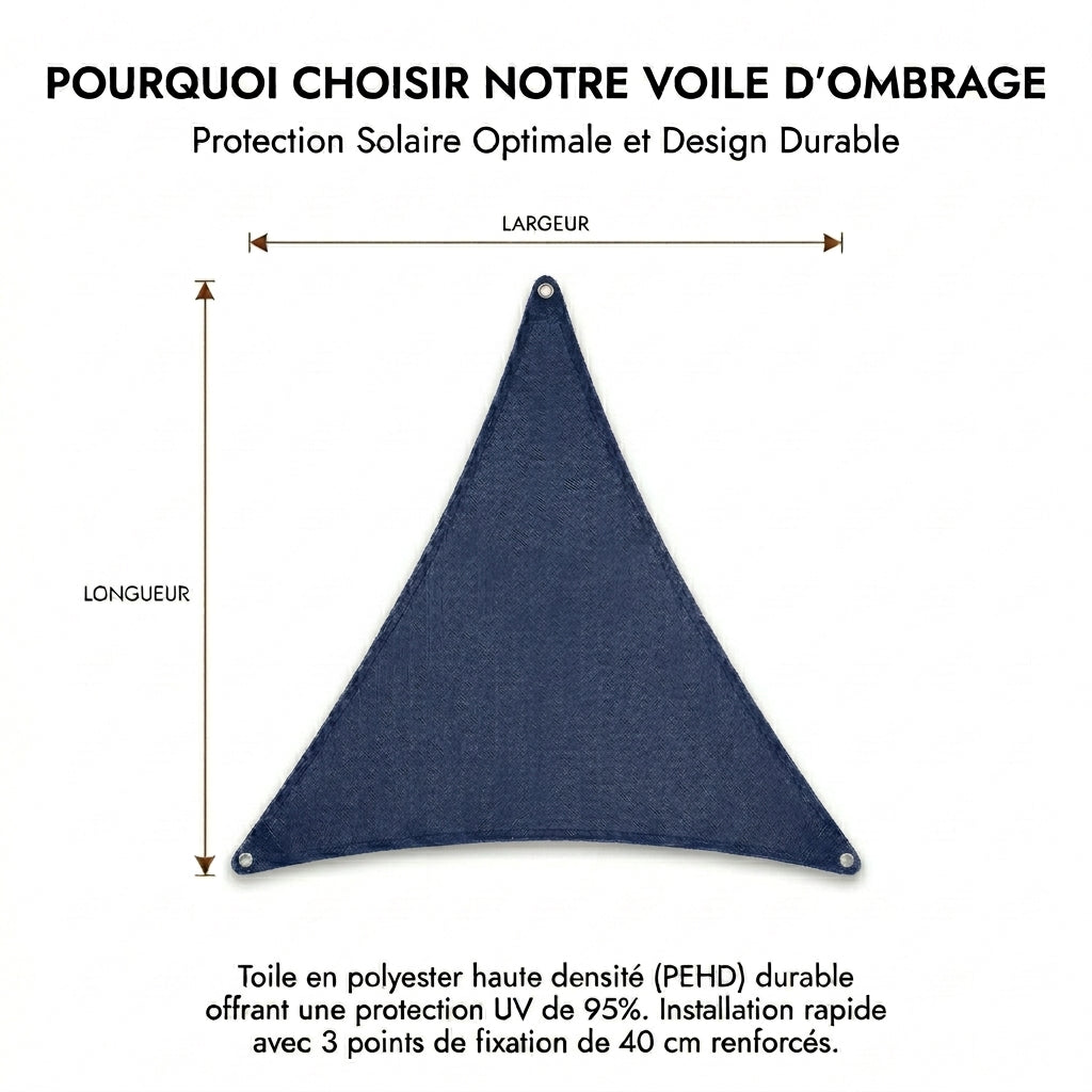 Voile d'ombrage triangulaire bleu