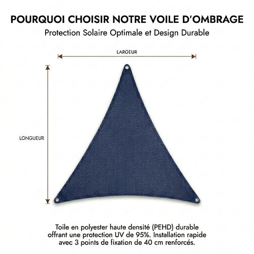 Voile d'ombrage triangulaire bleu