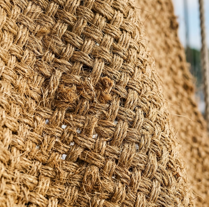 Voile d'ombrage en fibre de coco carré - détail de la maille