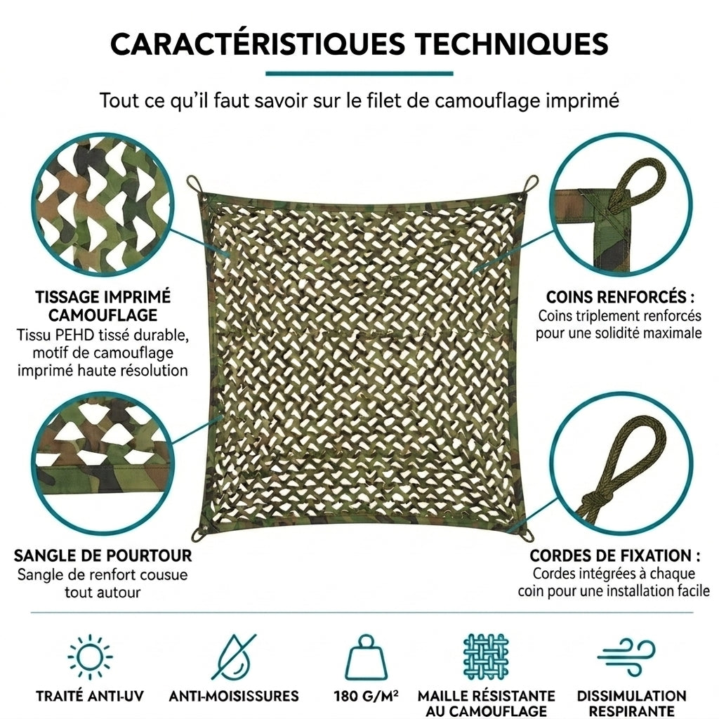 Filet de camouflage militaire vert