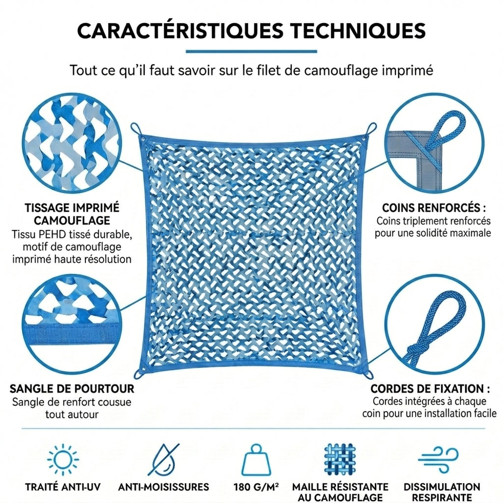 Filet de camouflage militaire bleu
