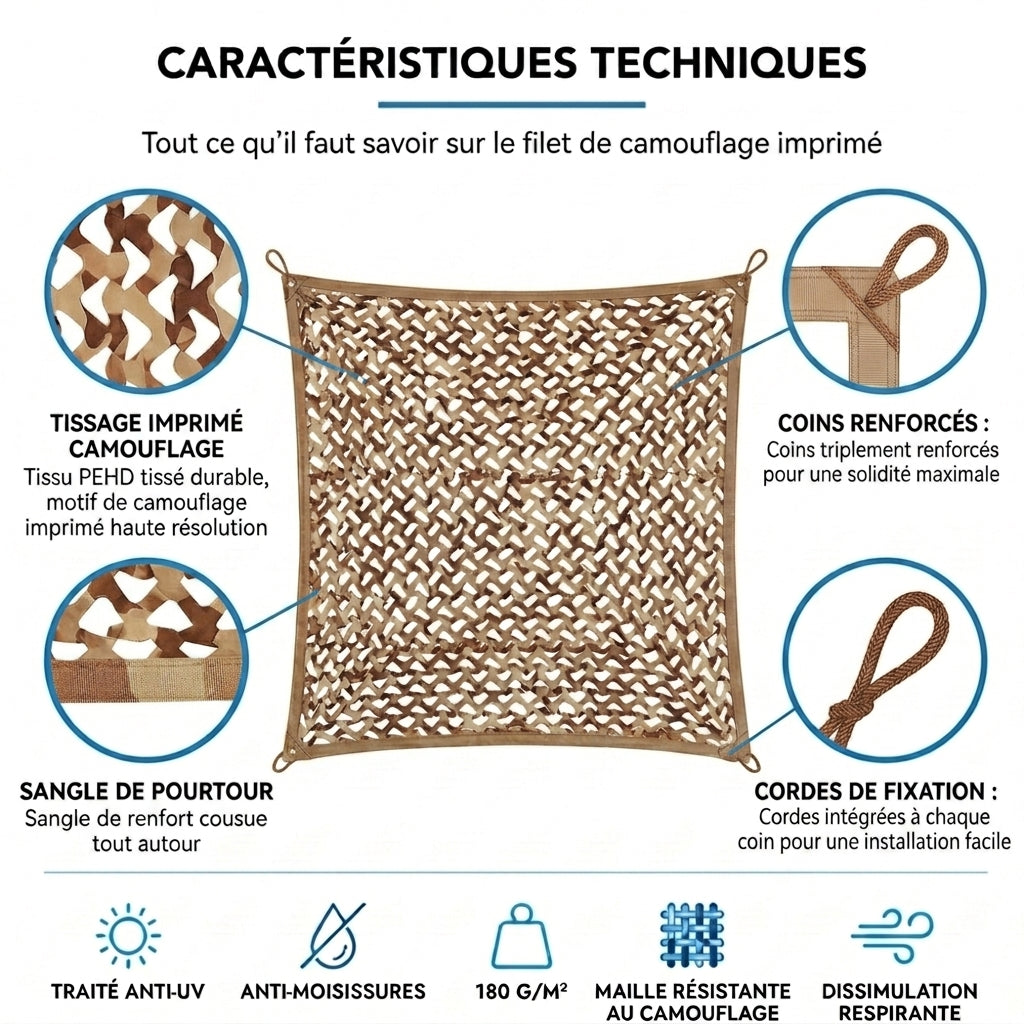 Filet de camouflage militaire marron