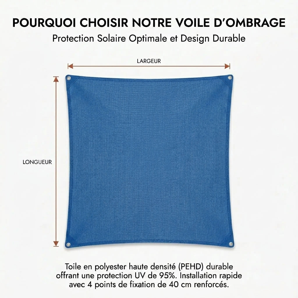 Voile ombrage rectangulaire bleu clair
