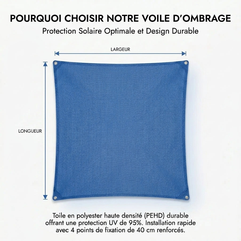 Voile d'ombrage carré bleu royal