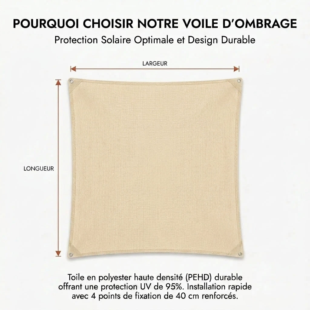 Voile d'ombrage carré beige