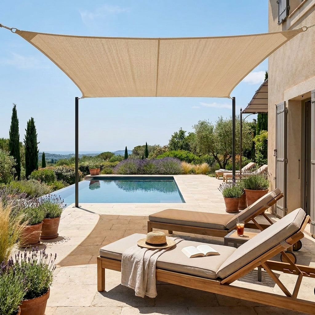 Voile d'ombrage carré beige