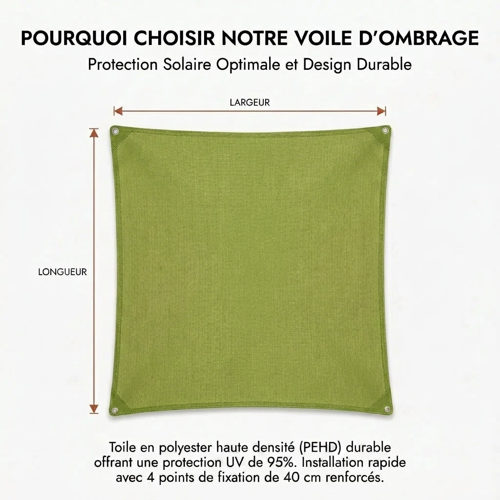 Voile d'ombrage carré vert clair