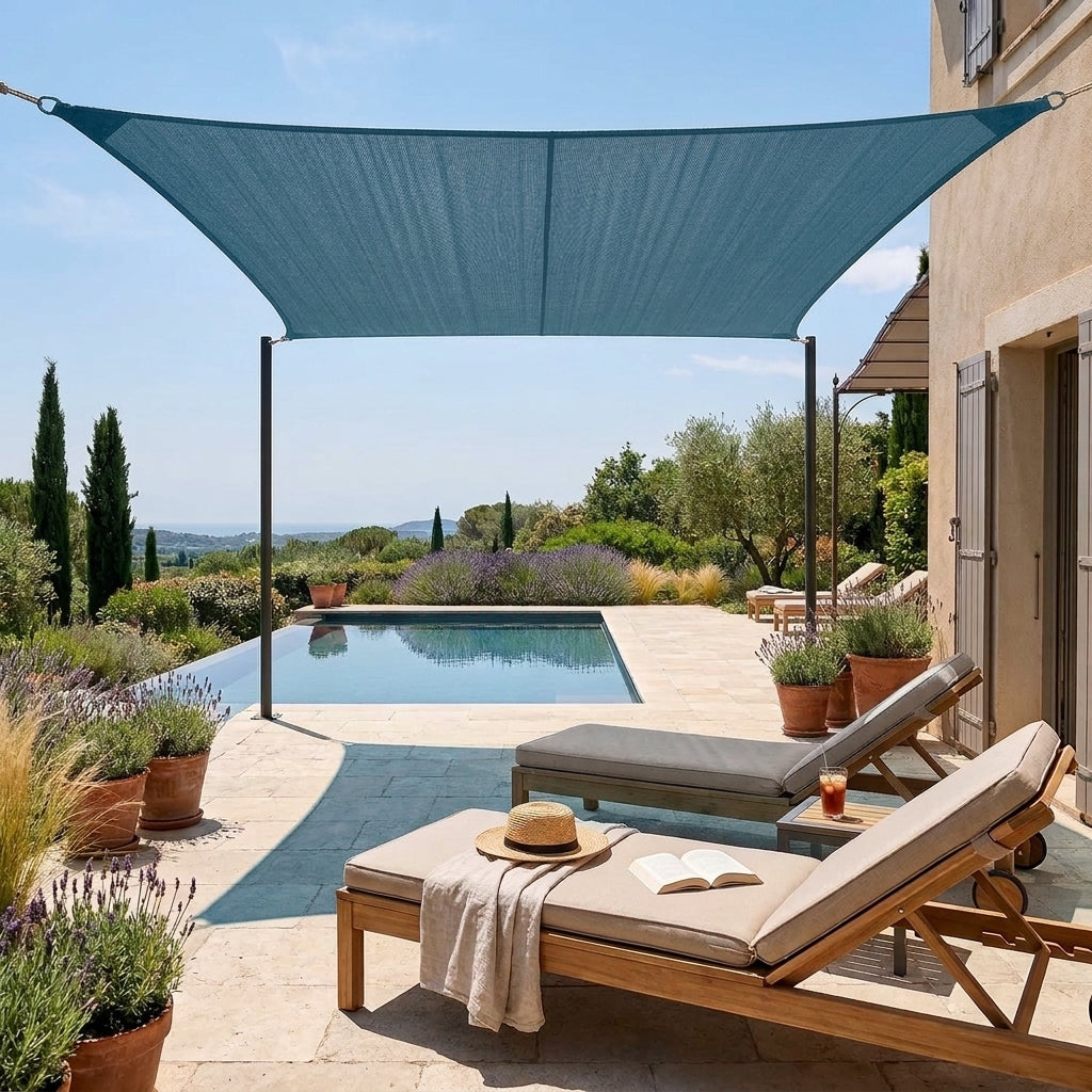Voile ombrage rectangulaire bleu clair