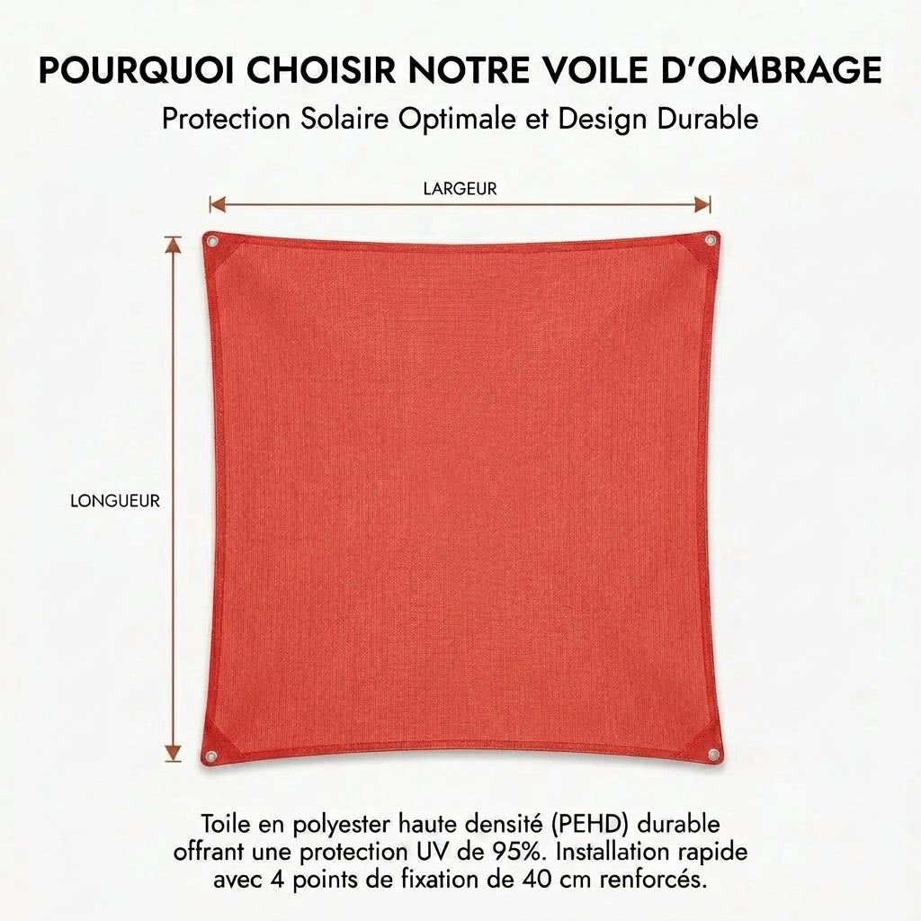 Voile d'ombrage carré rouge