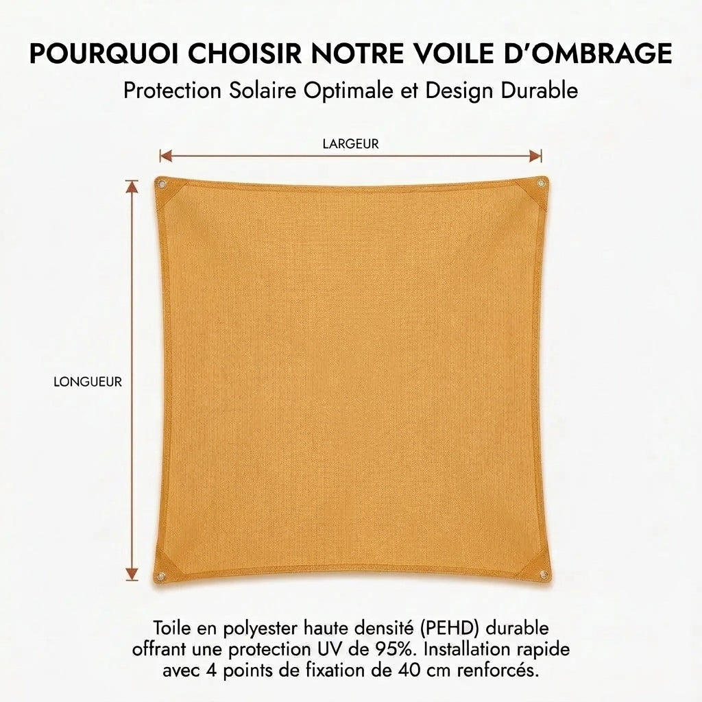 Voile ombrage rectangulaire couleur mangue