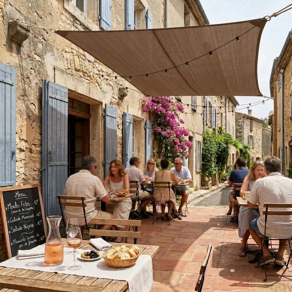 Voile d'ombrage carré cafe