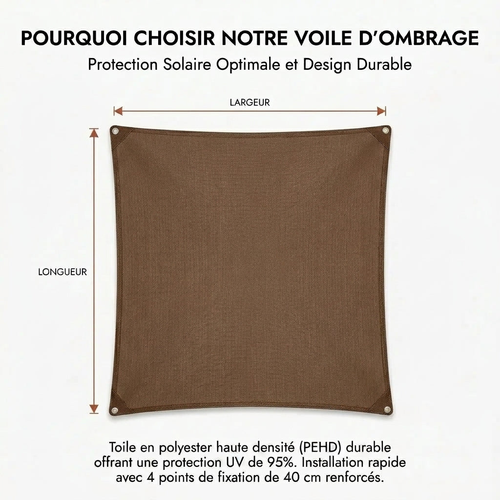 Voile ombrage rectangulaire café
