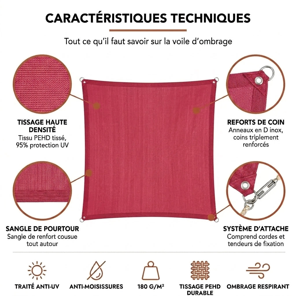 Voile d'ombrage carré magenta