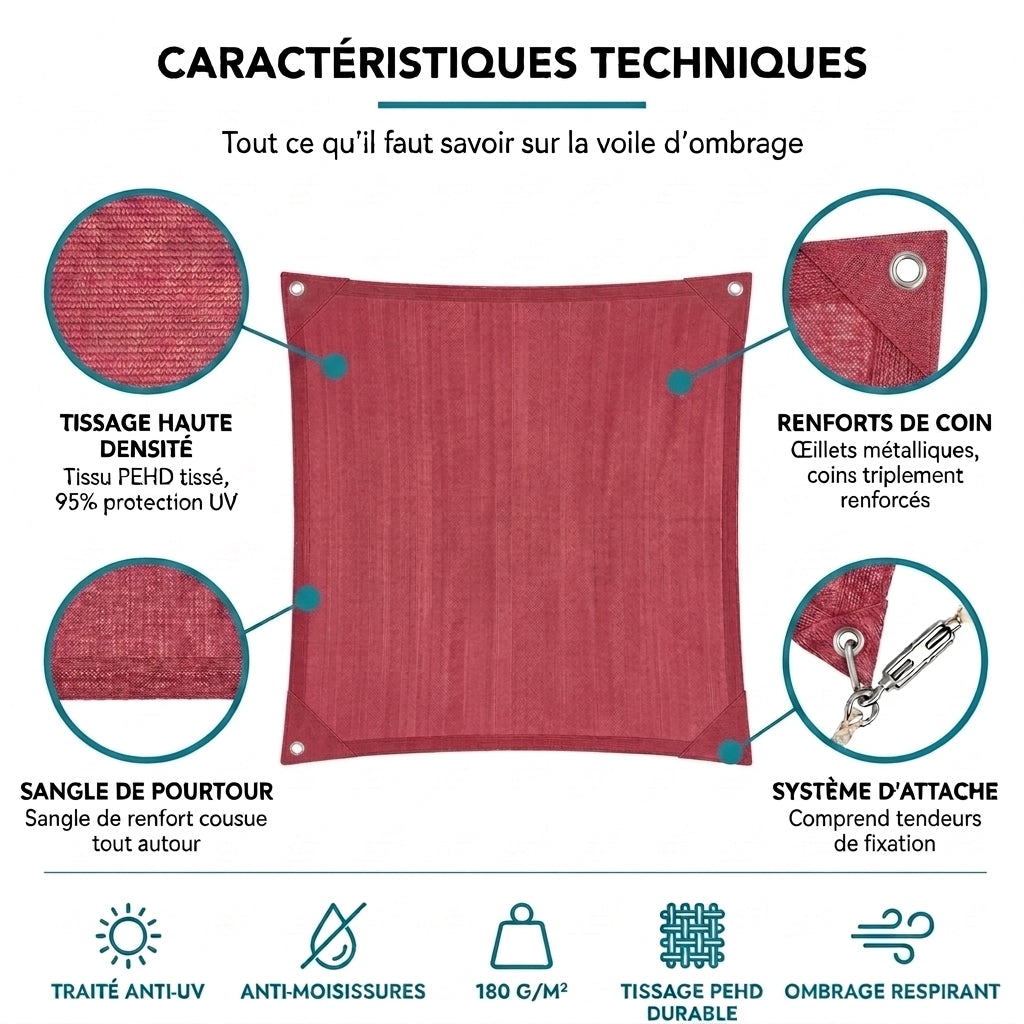 Voile d'ombrage carré magenta