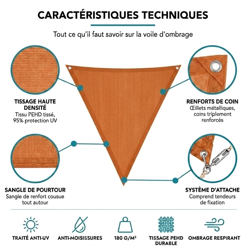 Voile d'ombrage triangulaire orange