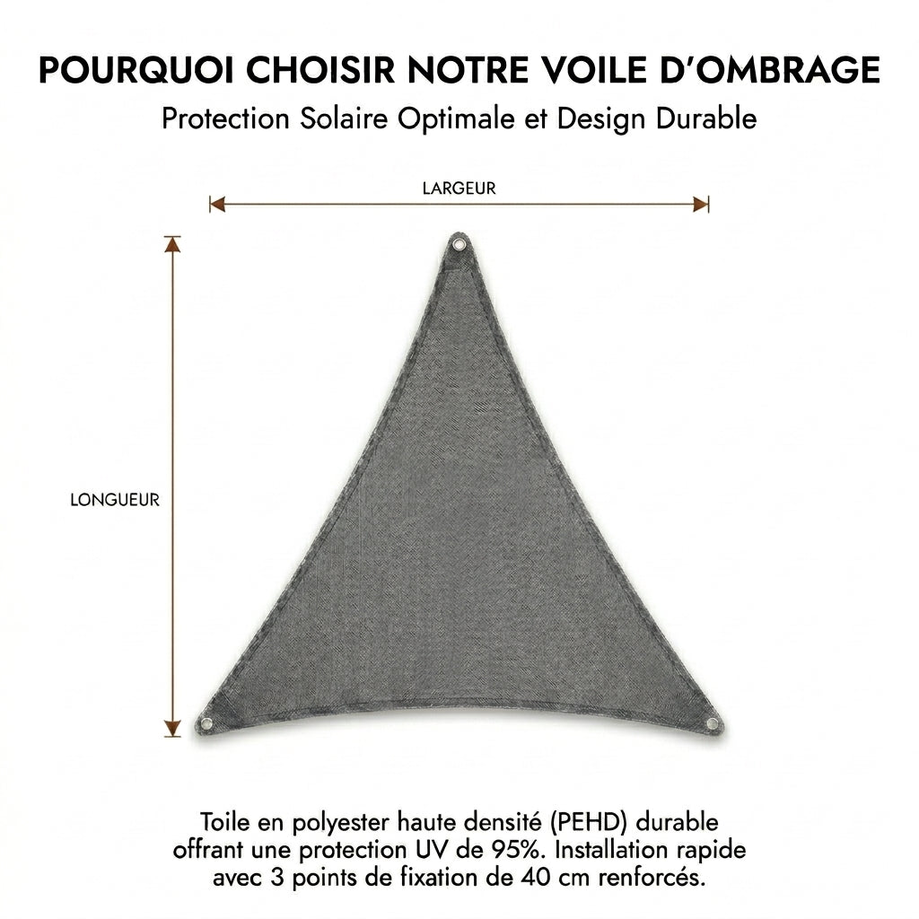Voile d'ombrage triangulaire gris