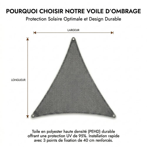Voile d'ombrage triangulaire gris