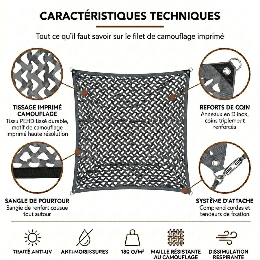 Filet de camouflage gris