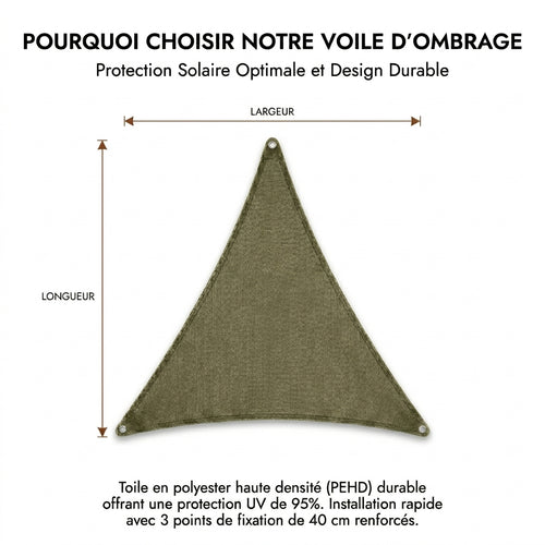 Voile d'ombrage triangulaire kaki
