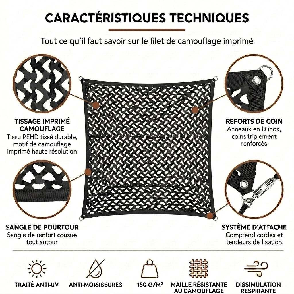 Rideau en filet de camouflage