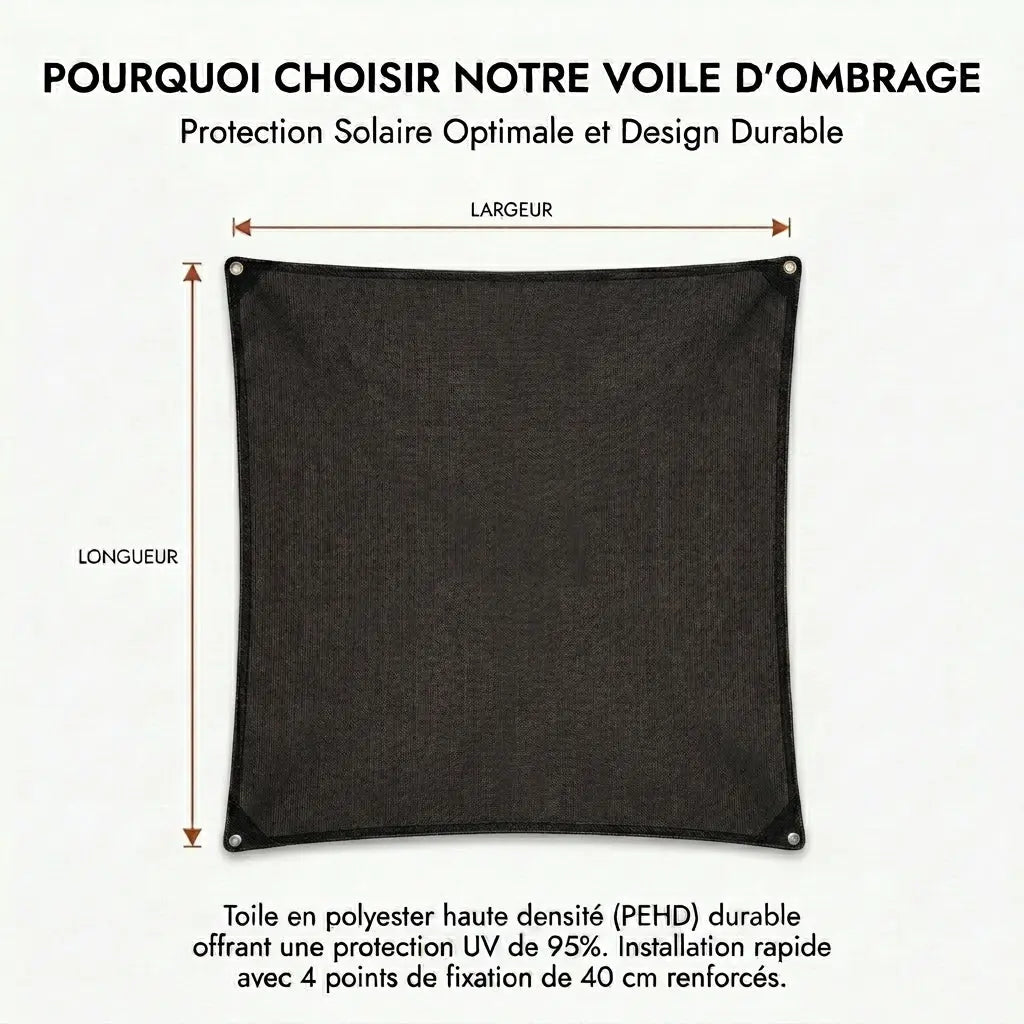 Voile d'ombrage carré noir