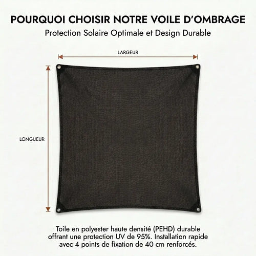 Voile d’ombrage rectangulaire noire