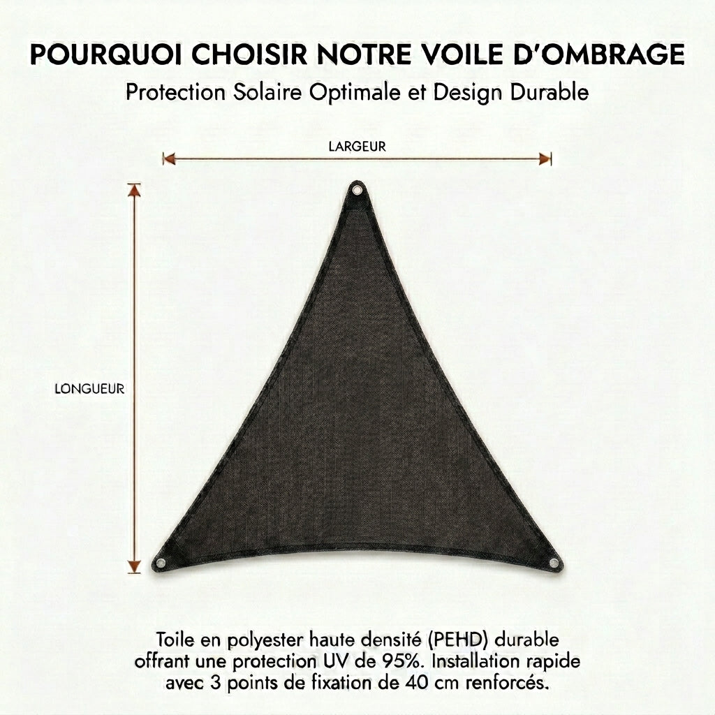 Voile d'ombrage triangulaire noir