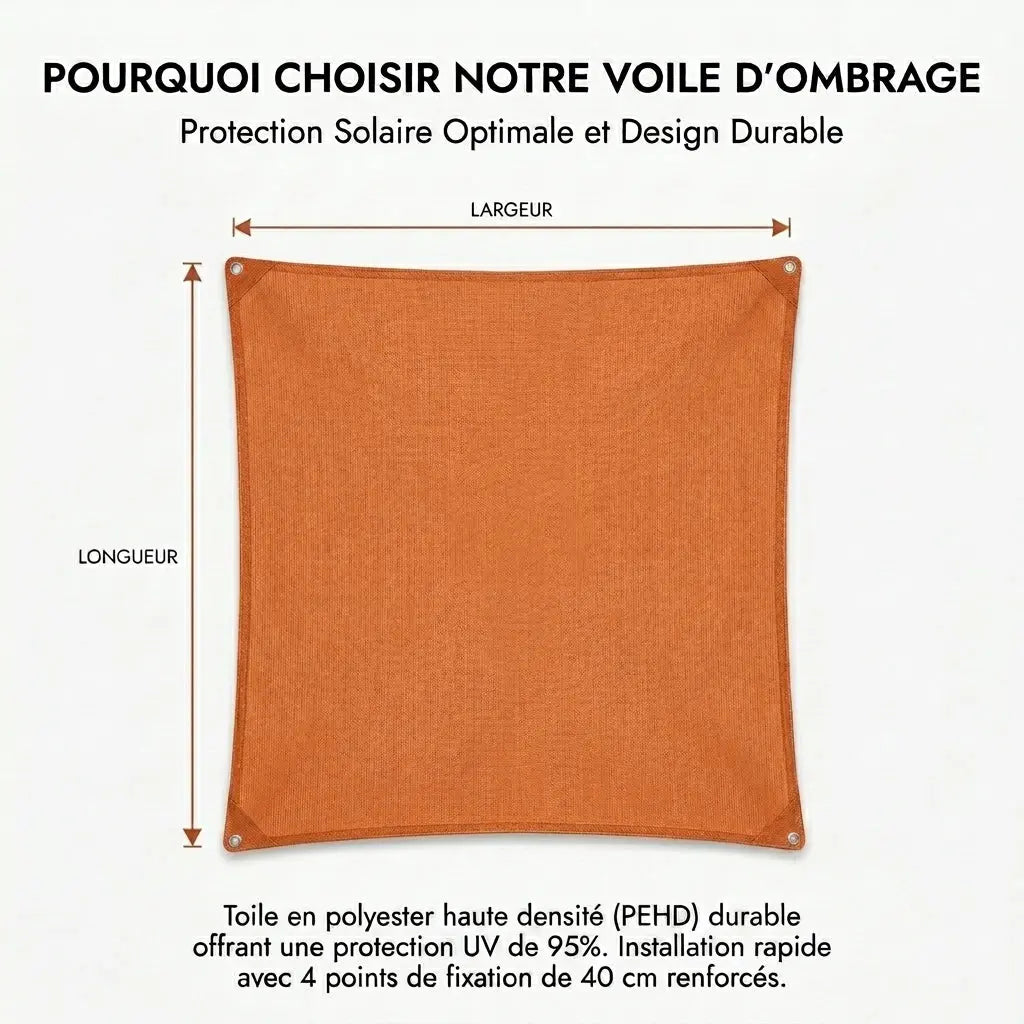Voile ombrage rectangulaire orange