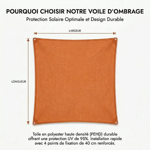 Voile ombrage rectangulaire orange