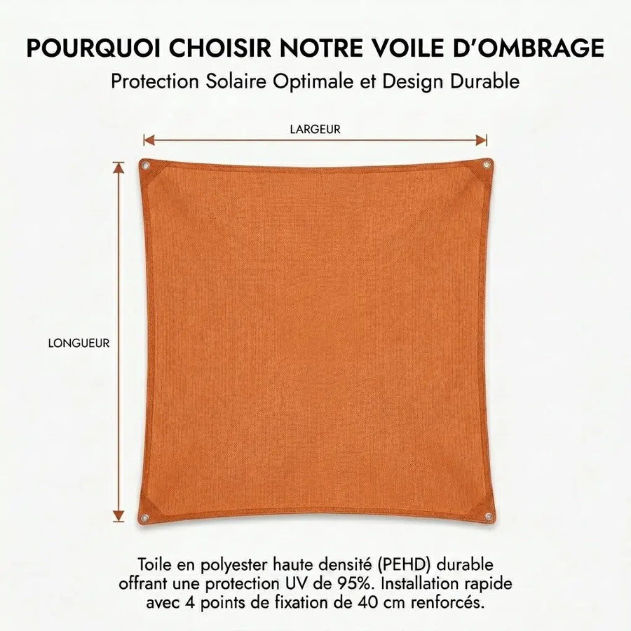Voile ombrage rectangulaire orange