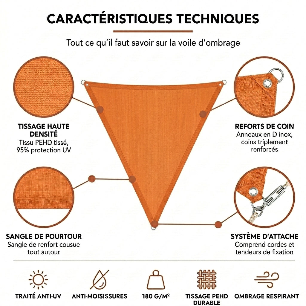 Voile d'ombrage triangulaire orange