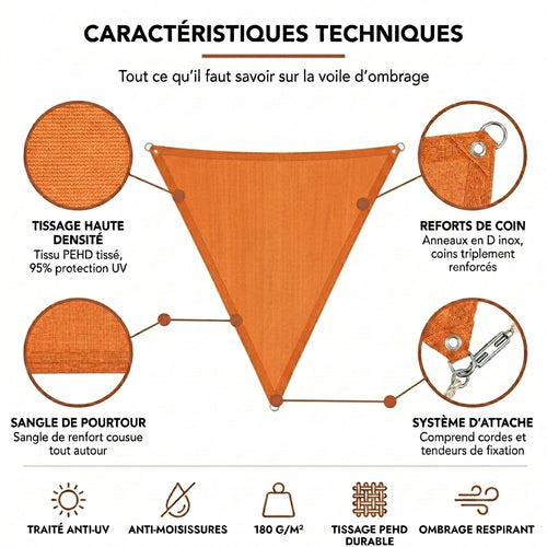 Voile d'ombrage triangulaire orange