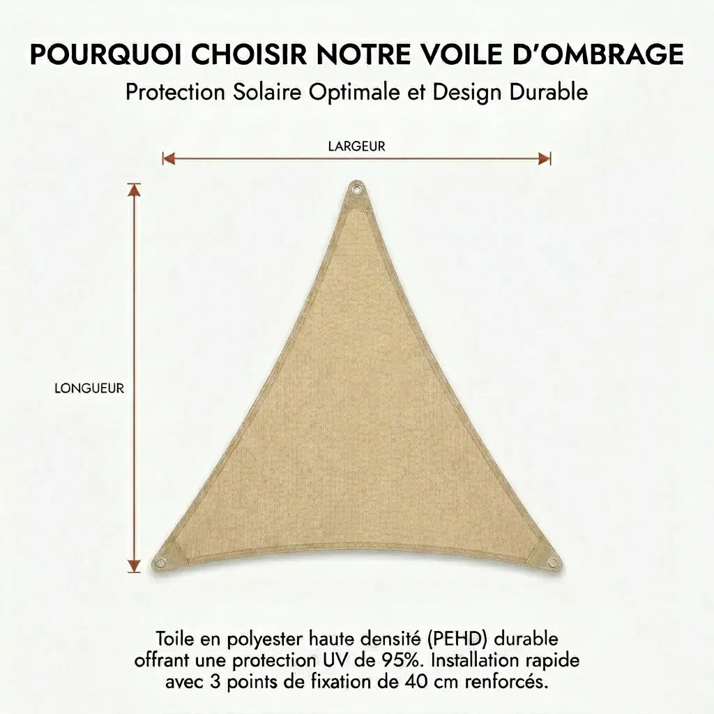 Voile d'ombrage triangulaire sable