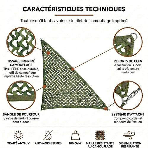 Filet de camouflage triangulaire kaki