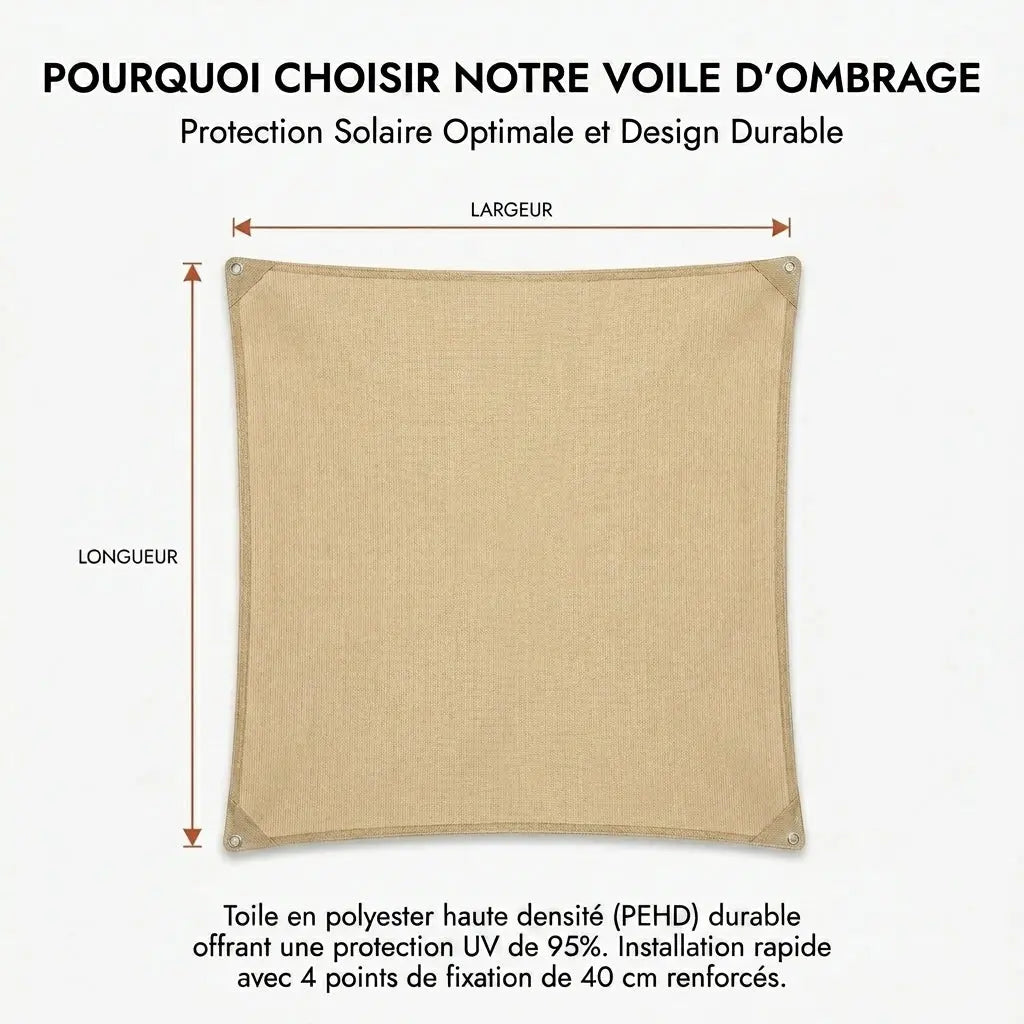 Voile ombrage rectangulaire sable