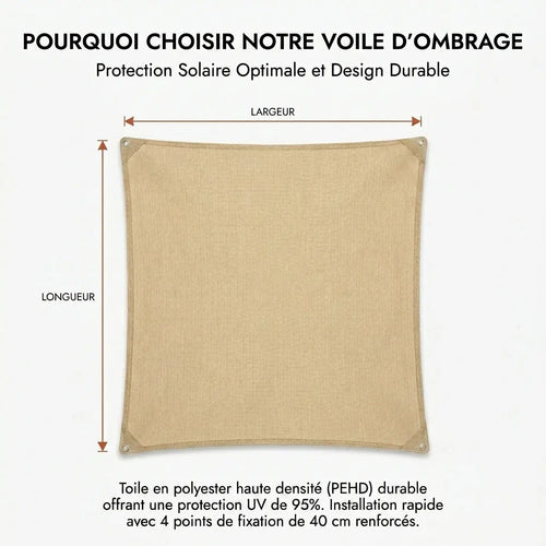 Voile ombrage rectangulaire sable