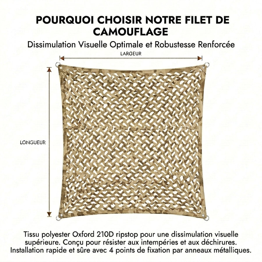 Filet d'ombrage en camouflage sable